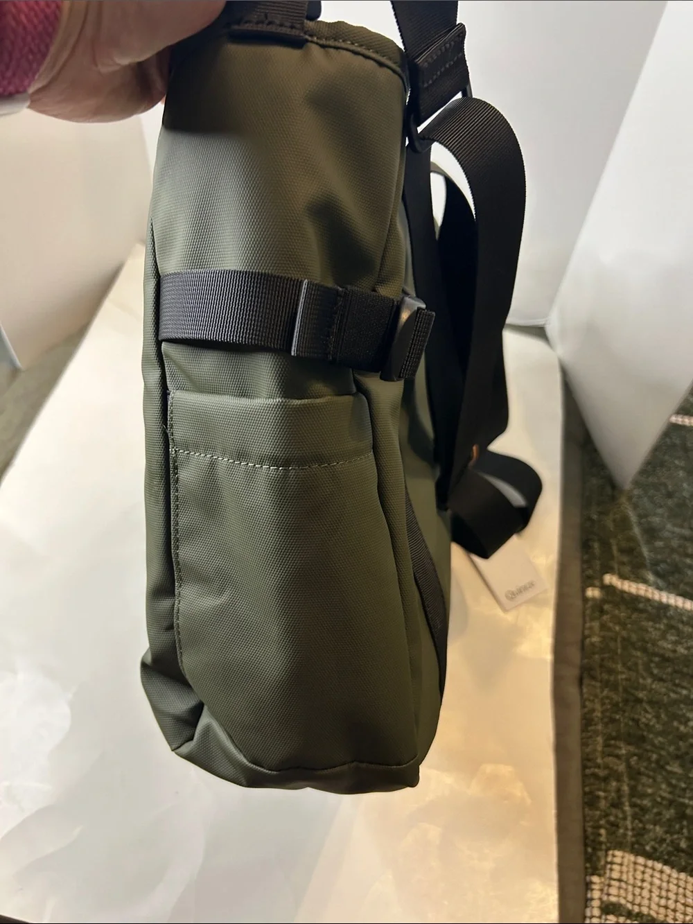 Quince Olive Green Utility Travel Bag with Black Straps - Picture 8 of 16